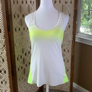 Athleta Yoga Tank, Small, Neon Yellow & White, soft racerback, cool, lightweight